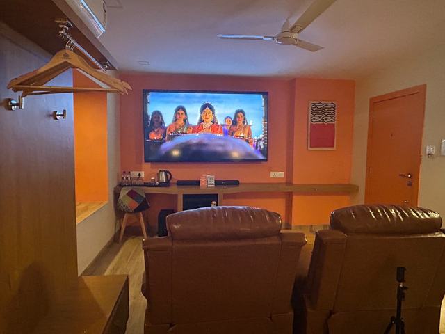Big private screen in the Date Night theatre room